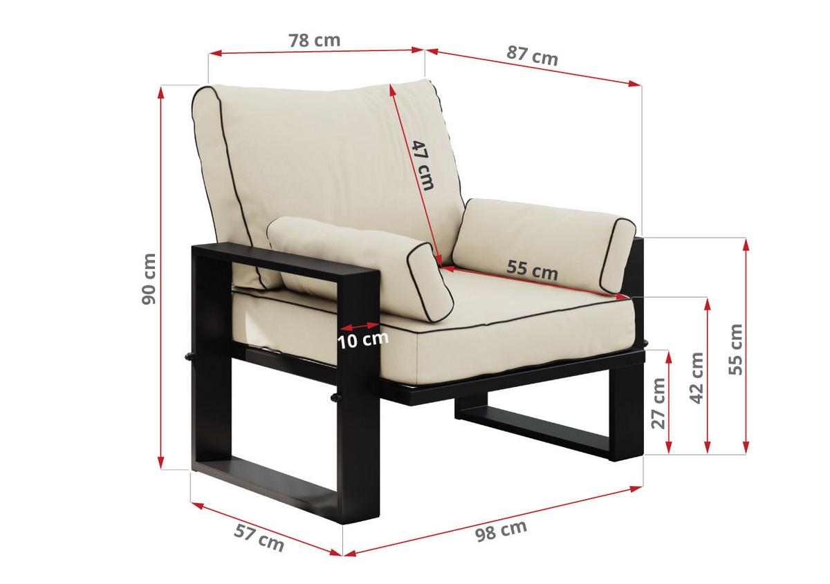 GARTENMÖBEL-SET ELBA: 1x Tisch, 2x Sofa, 1x Sessel - Beige - Beige, Textil - MKS