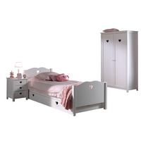 KINDERZIMMER Kamila 2 weiß aus MDF mit Bett, Schrank und Nachtkonsole - Weiß, Holzwerkstoff (310/1/110cm) - 58aufmkessel