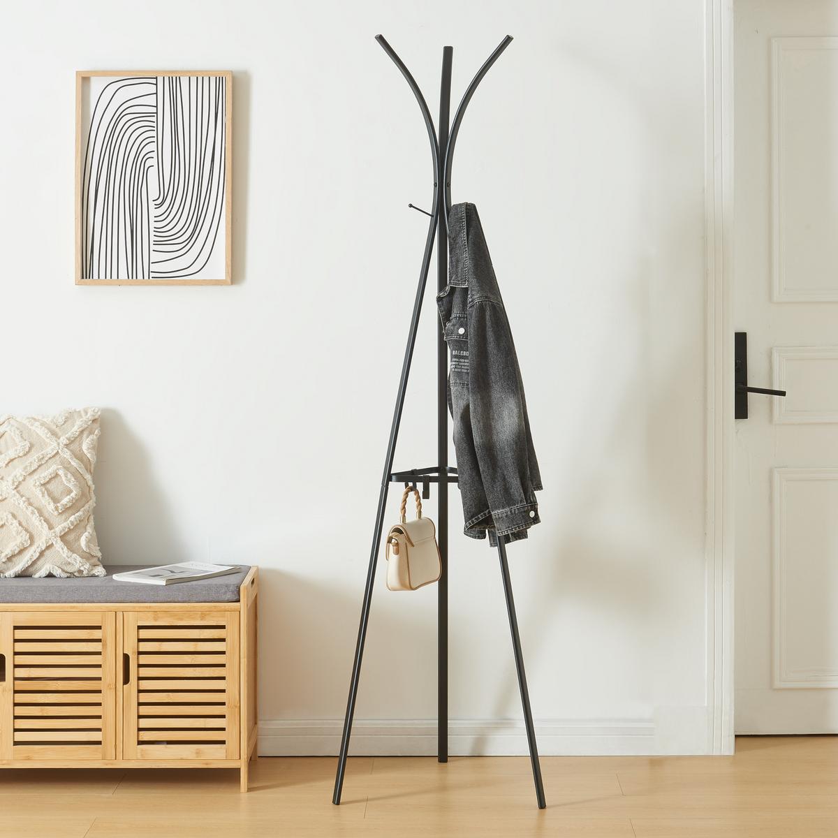 GARDEROBENSTÄNDER Vevelstad - Schwarz, Metall (52.5/181/52.5cm) - [en.casa]