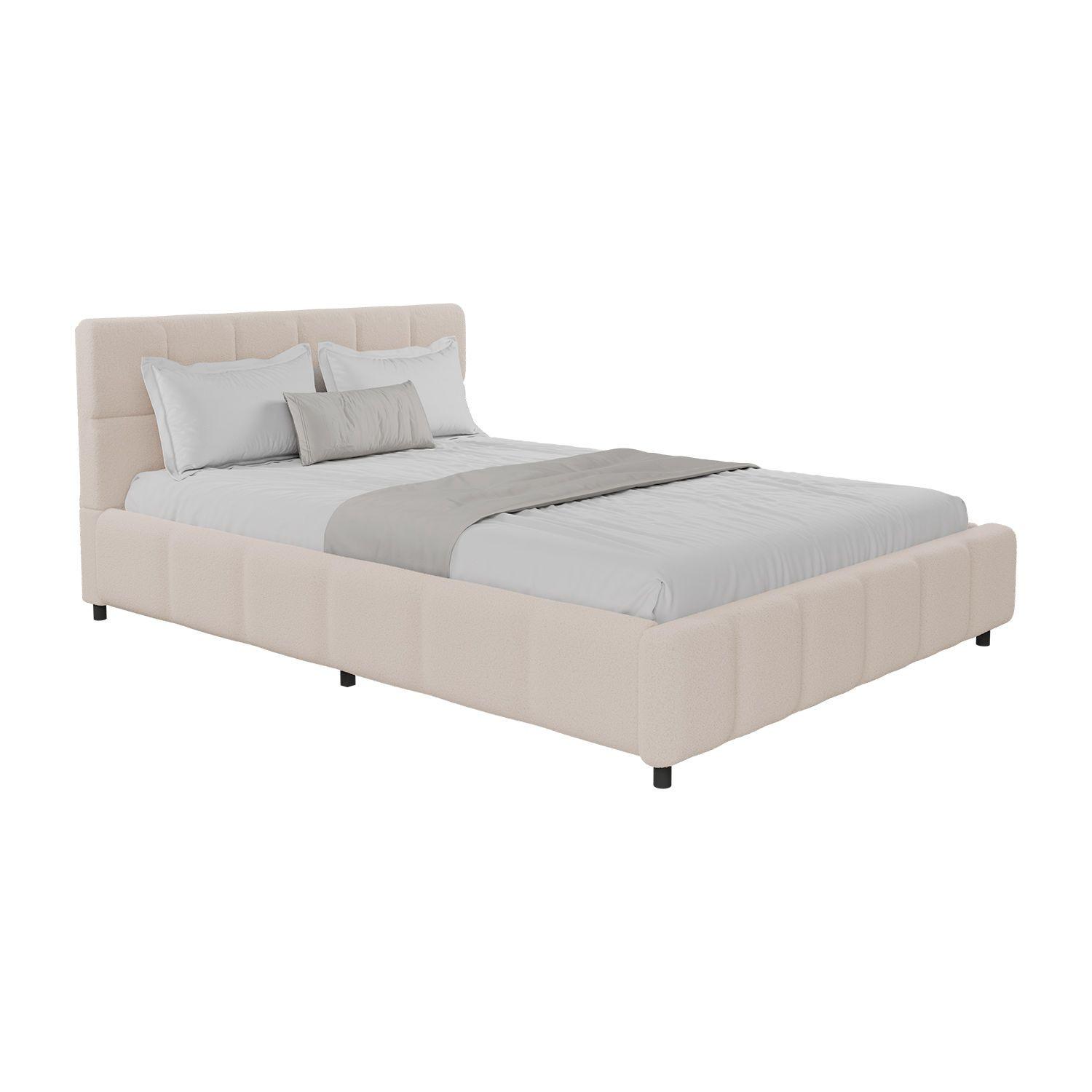 POLSTERBETT Florenz beige 140x200 cm - Beige, Holz (140/200cm) - Juskys