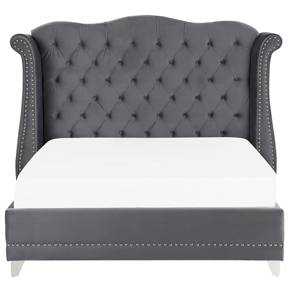 POLSTERBETT 160/200cm Grau Ayette - Grau, Textil (160/200cm) - Beliani