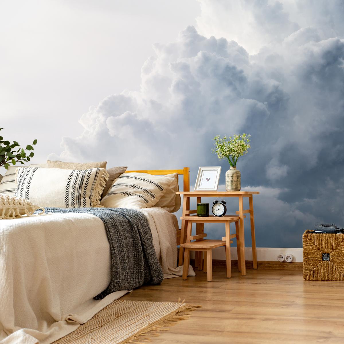 FOTOTAPETE für Schlafzimmer Regenschwül Himmel Wolken Sturm 400x280 - Weiß, Papier (400/280cm) - Muralo