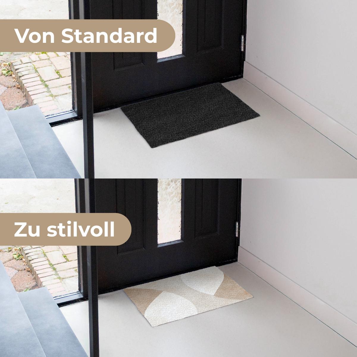 FUSSMATTE Braun - Japandi - Abstrakt Schmutzfangmatte 60x40 cm - Beige, Kunststoff (60/0.4cm) - MuchoWow