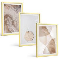 BILDER SET 3er Set - 40x60 cm Goldrahmen - Designerabstraktion der Natur - Goldfarben, Kunststoff (40/60cm) - TULUP