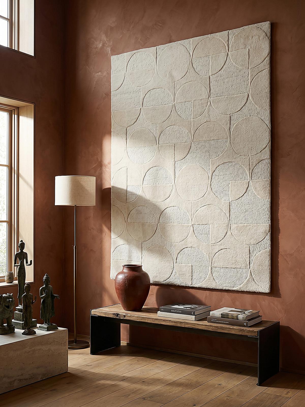 WOLLTEPPICH DEBEN, geometrisch, aus Wolle, Elfenbein, 60 x 230 cm - Champagner, Textil (230/60cm) - KADIMA DESIGN