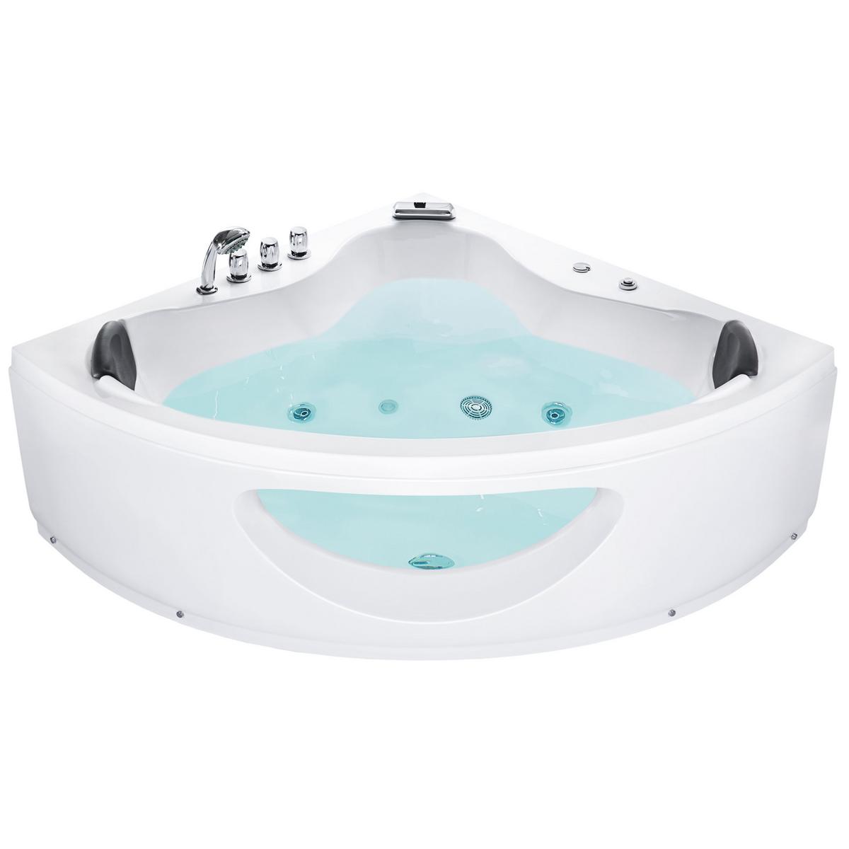 WHIRLPOOL-BADEWANNE mit LED 138x190x61 cm weiß Tocoa - Weiß, Kunststoff (138/61/190cm) - Beliani