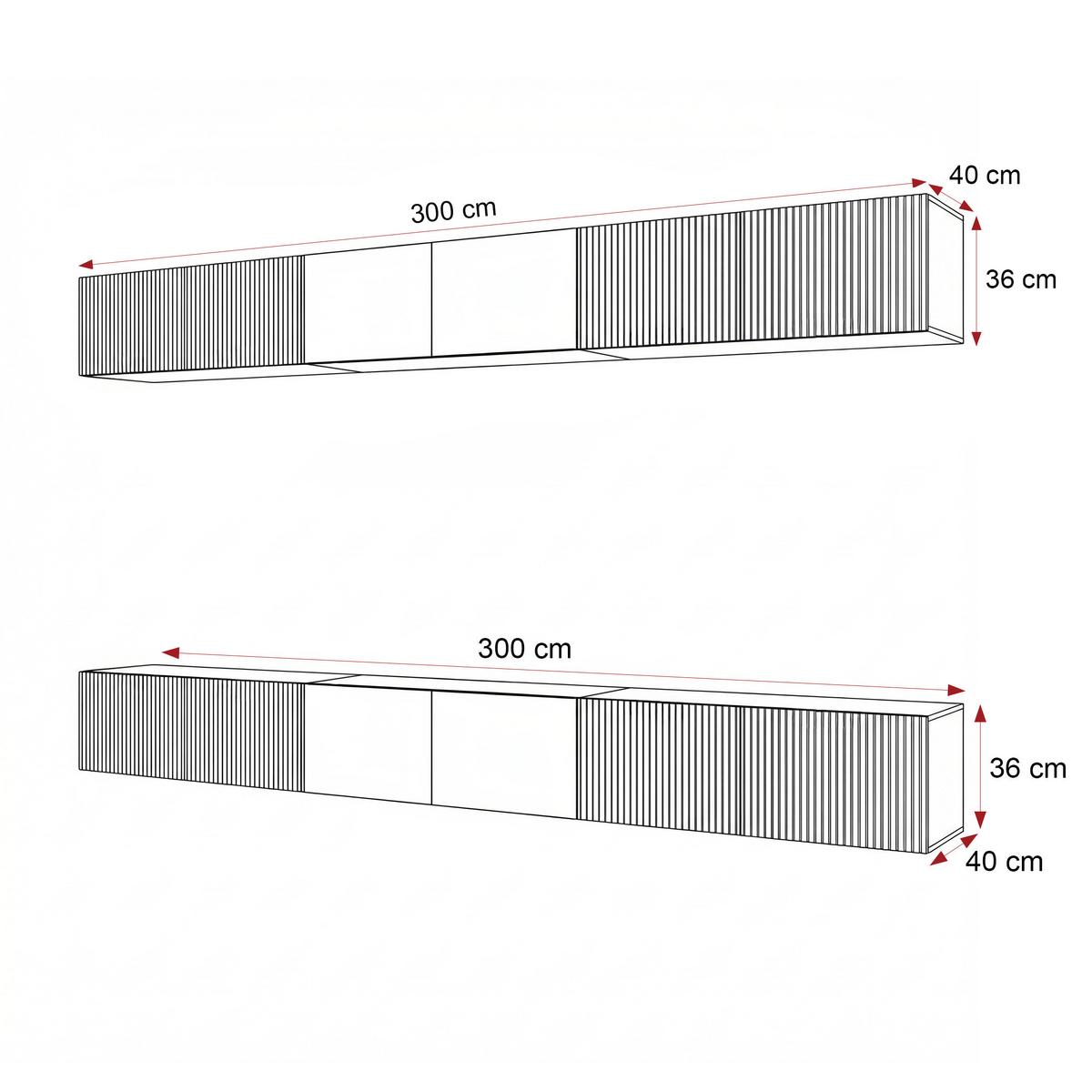 TV-LOWBOARD ANGEL IX mit LED-Beleuchtung, 300 cm Kaschmir - Kaschmir, Holzwerkstoff (300/36/40cm) - Idohome