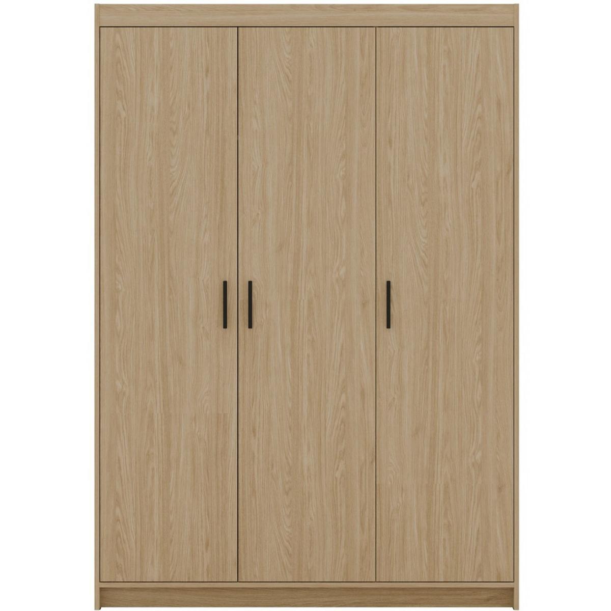 DREHTÜRENSCHRANK Elena mit 3 Türen, ohne Spiegel, Eiche Geölt - Eichefarben, Holzwerkstoff (130/190/53cm) - Beautysofa