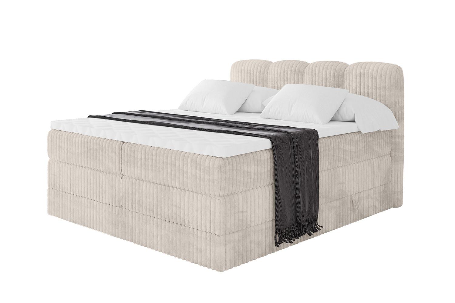 BOXBETT mit Matratze H3|H4 - NINA KING - 180x200 cm - Creme - Creme, Holzwerkstoff (180/200cm) - ALTDECOR