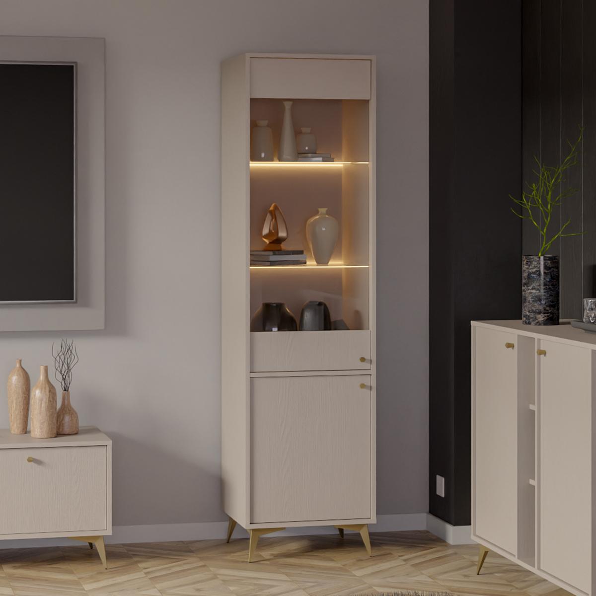 VITRINE in Beige - Beige, Holzwerkstoff (51.8/193.5/40.8cm) - MASSENO