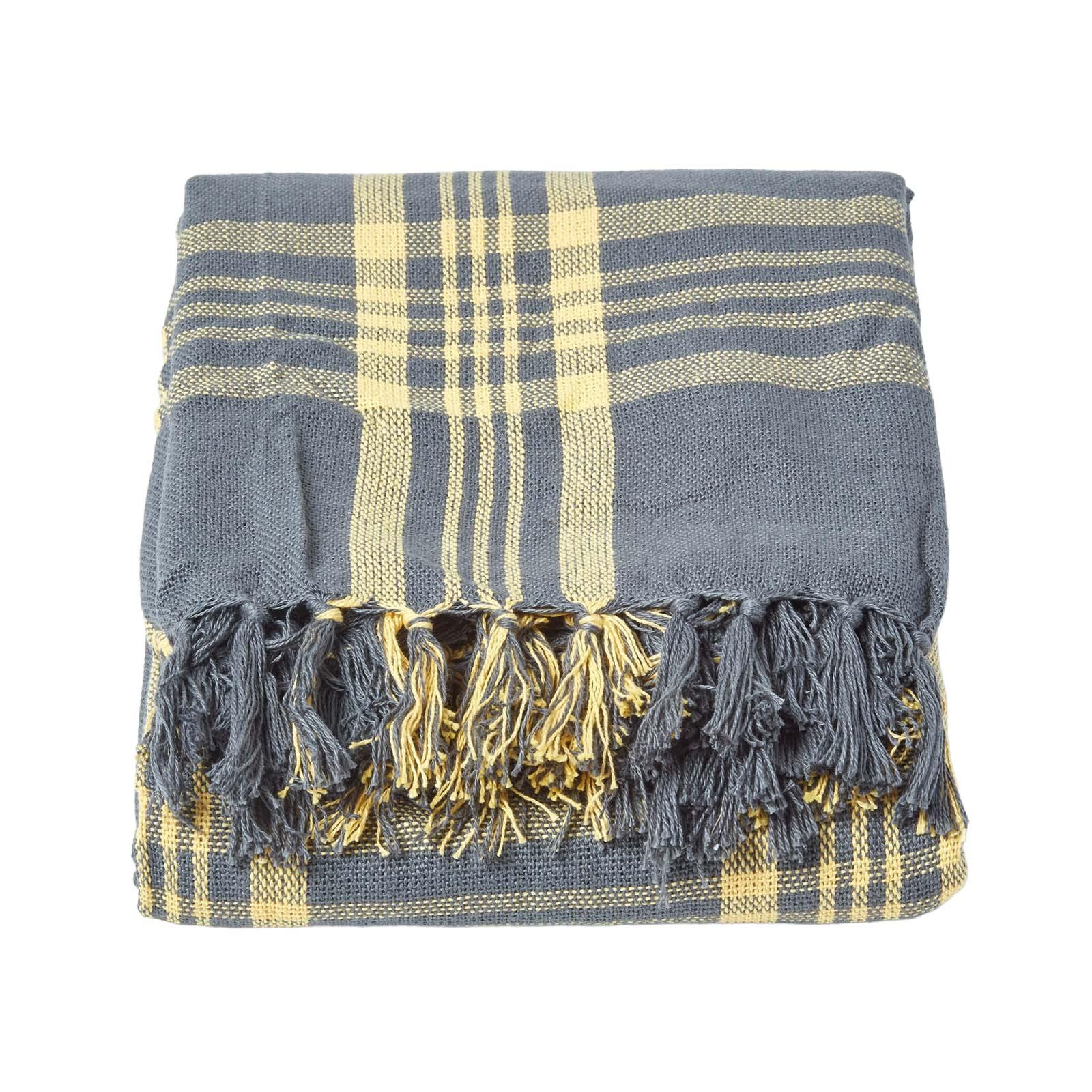 WOHNDECKE 150/200 cm, Schottenkaro, 100% Baumwolle - Gelb, Textil (150/200cm) - Homescapes