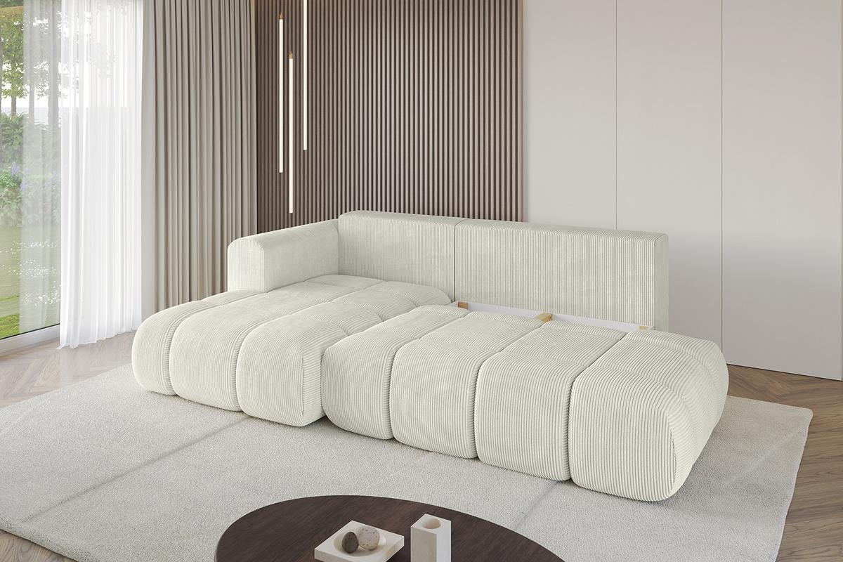 ECKSOFA Ottomane Links CLOUD-L 280x185x90 Creme Cord - Hellgrau/Creme, Holzwerkstoff/Kunststoff (180/289cm) - ALTDECOR