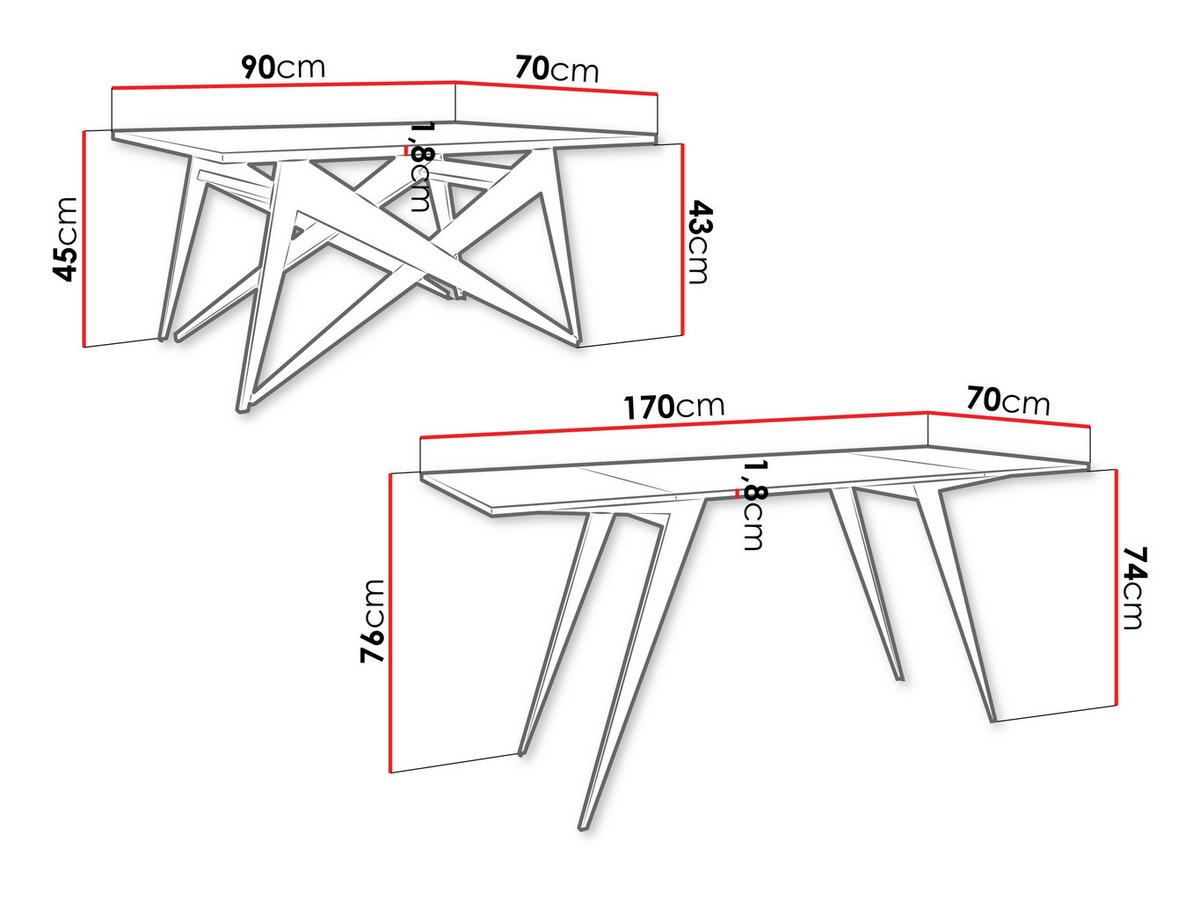 2-IN-1 COUCHTISCH UND ESSTISCH Xena - Nussbaumfarben/Schwarz, Holzwerkstoff/Metall (70/90/45cm) - MIRJAN24