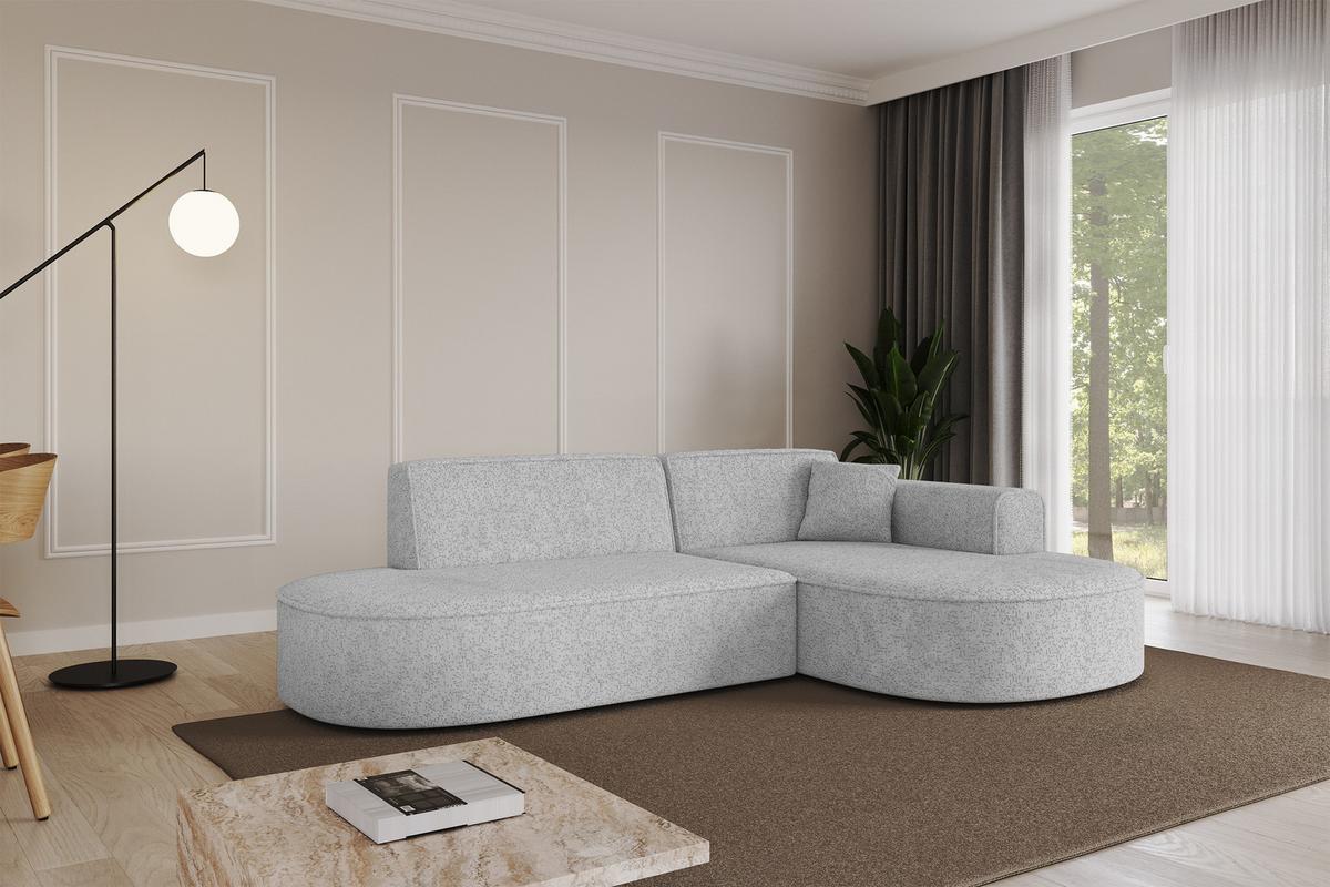 ECKSOFA Ottomane Rechts MARI-L1 - 243x171x79 cm Grau Tissu - Schwarz/Grau, Holzwerkstoff/Kunststoff (171/243cm) - ALTDECOR