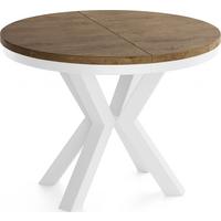 ESSTISCH Clara Weiß runder ausziehbarer, Lefkas Eiche 100-180/100/76 cm - Alteiche/Weiß, Holzwerkstoff/Metall (100/176/76cm) - WFL GROUP