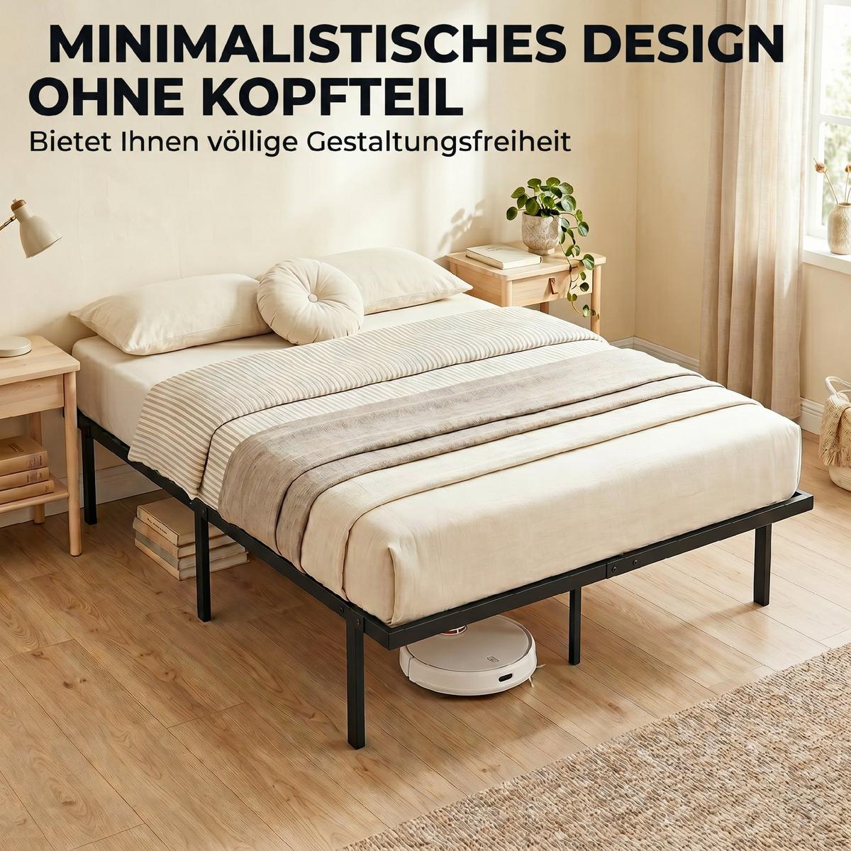 BETTGESTELL Metall Schwarz - Schwarz, Metall (140/200cm) - HOMCOM