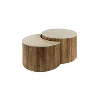 COUCHTISCH DESEADO 2ER SET Weiß Keramik - Weiß/Braun, Mangoholz/Keramik (60/60/40cm) - KAWOLA