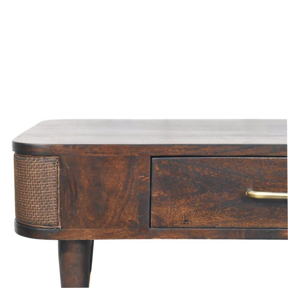 TISCH mit Samt-Mokka-Finish, 1 Schublade, dunkelbraun - Dunkelbraun/Goldfarben, Holz/Metall (55/85/41cm) - Artisan Furniture