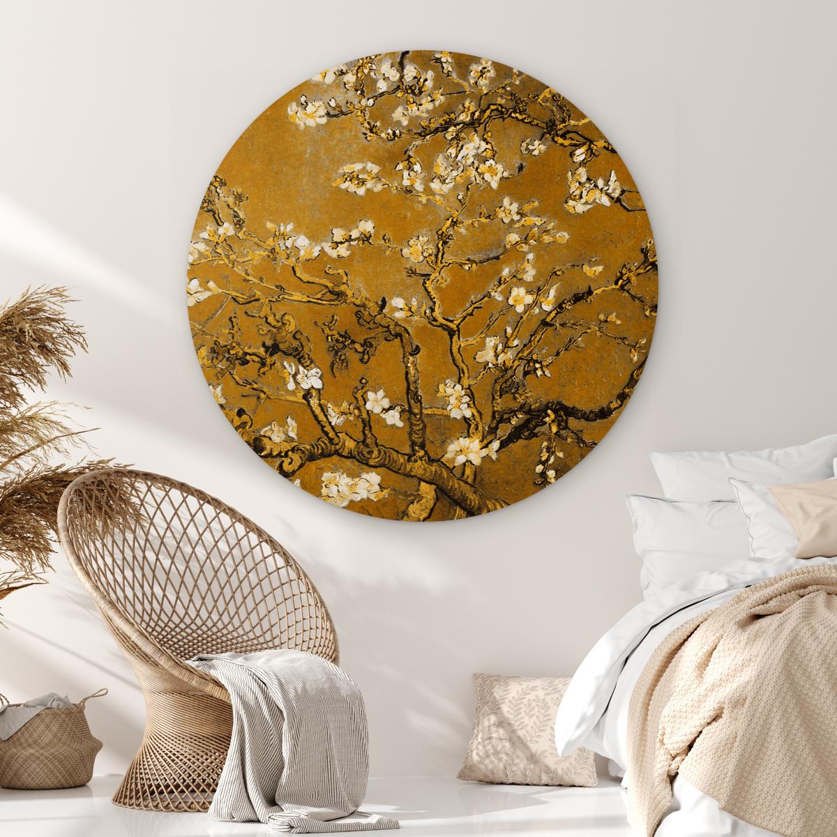 WANDBILD Mandelblüte - Kunst - Van Gogh - Gold Wandbild 120x120 cm - Wengefarben, Kunststoff (120/120cm) - MuchoWow