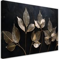 WANDBILD minimalismus hinterlässt pflanzen glamour abstraktion - Goldfarben, Textil (60/40cm) - Feeby