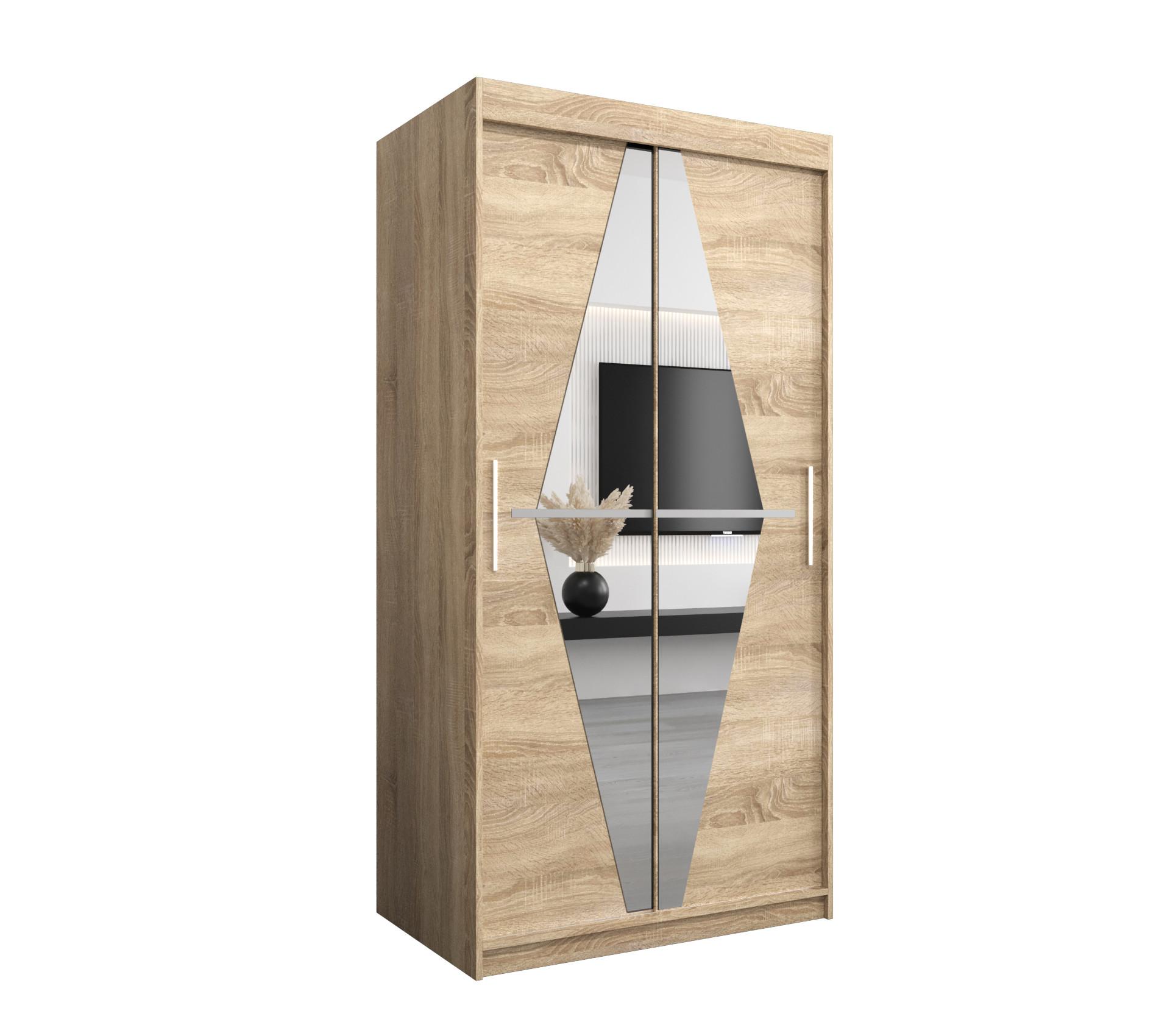 SCHWEBETÜRENSCHRANK 200/100/62 2-türig - Silberfarben/Sonoma Eiche, Holz/Kunststoff (100/200/62cm) - MÖBEL KRYSPOL
