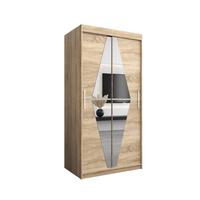 SCHWEBETÜRENSCHRANK 200/100/62 2-türig - Silberfarben/Sonoma Eiche, Holz/Kunststoff (100/200/62cm) - MÖBEL KRYSPOL