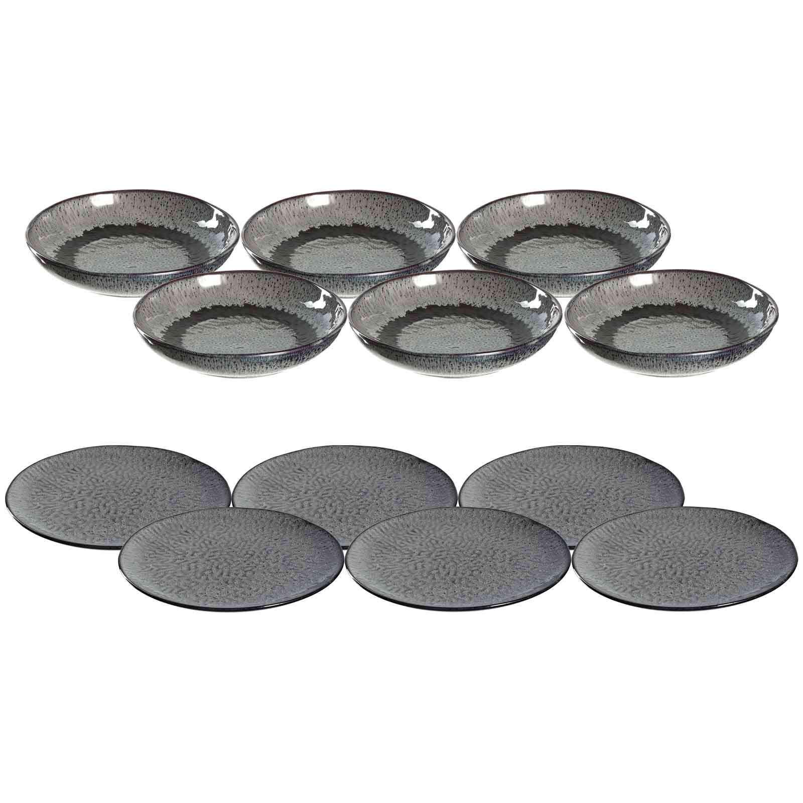 TAFELSERVICE Matera anthrazit 12er Set - Anthrazit, Keramik (2/2/2cm) - Leonardo Living