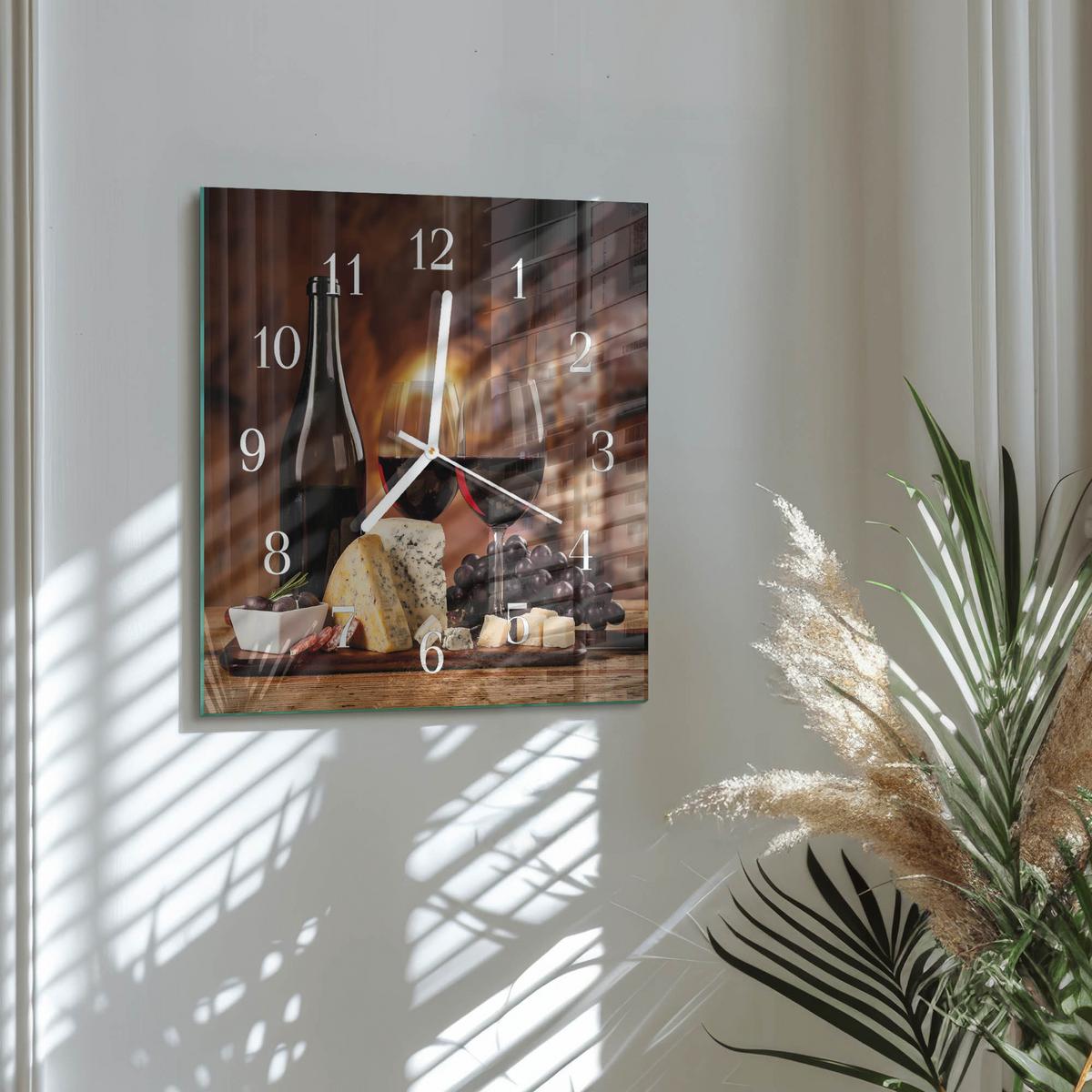 WANDUHR aus Glas 30x30 cm - Wein - Braun, Glas (30/30/0.4cm) - TULUP