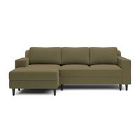 ECKSOFA Nalika Olivgrün Velours - Schwarz/Olivgrün, Holz/Textil (230/143cm) - Selsey