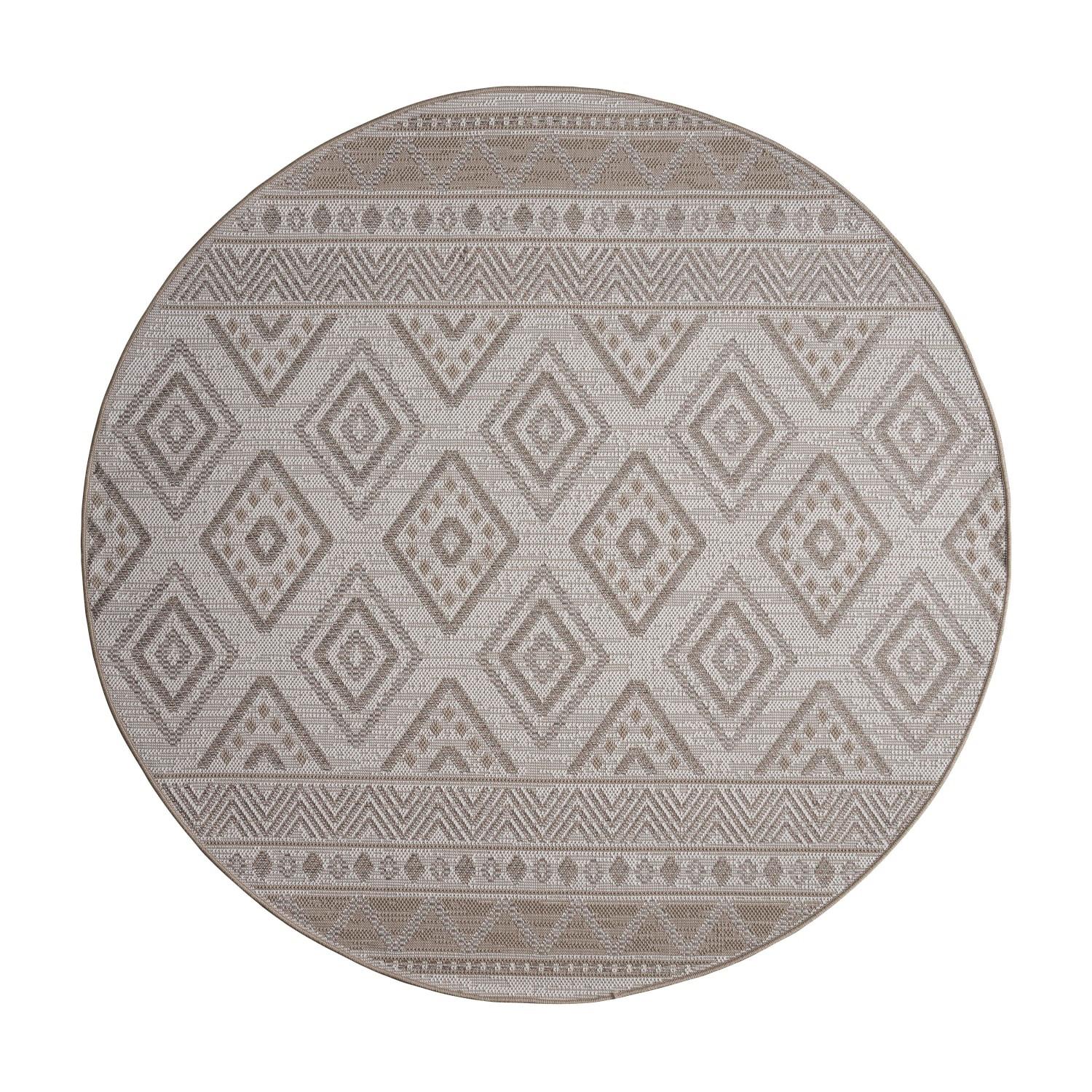 FLACHWEBTEPPICH, mit Rautenmuster, aus Polypropylen, Beige, Ø 80 cm - Beige, Textil (80/80cm) - KADIMA DESIGN