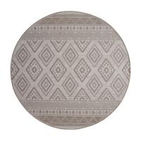 FLACHWEBTEPPICH, mit Rautenmuster, aus Polypropylen, Beige, Ø 120 cm - Beige, Textil (120/120cm) - KADIMA DESIGN