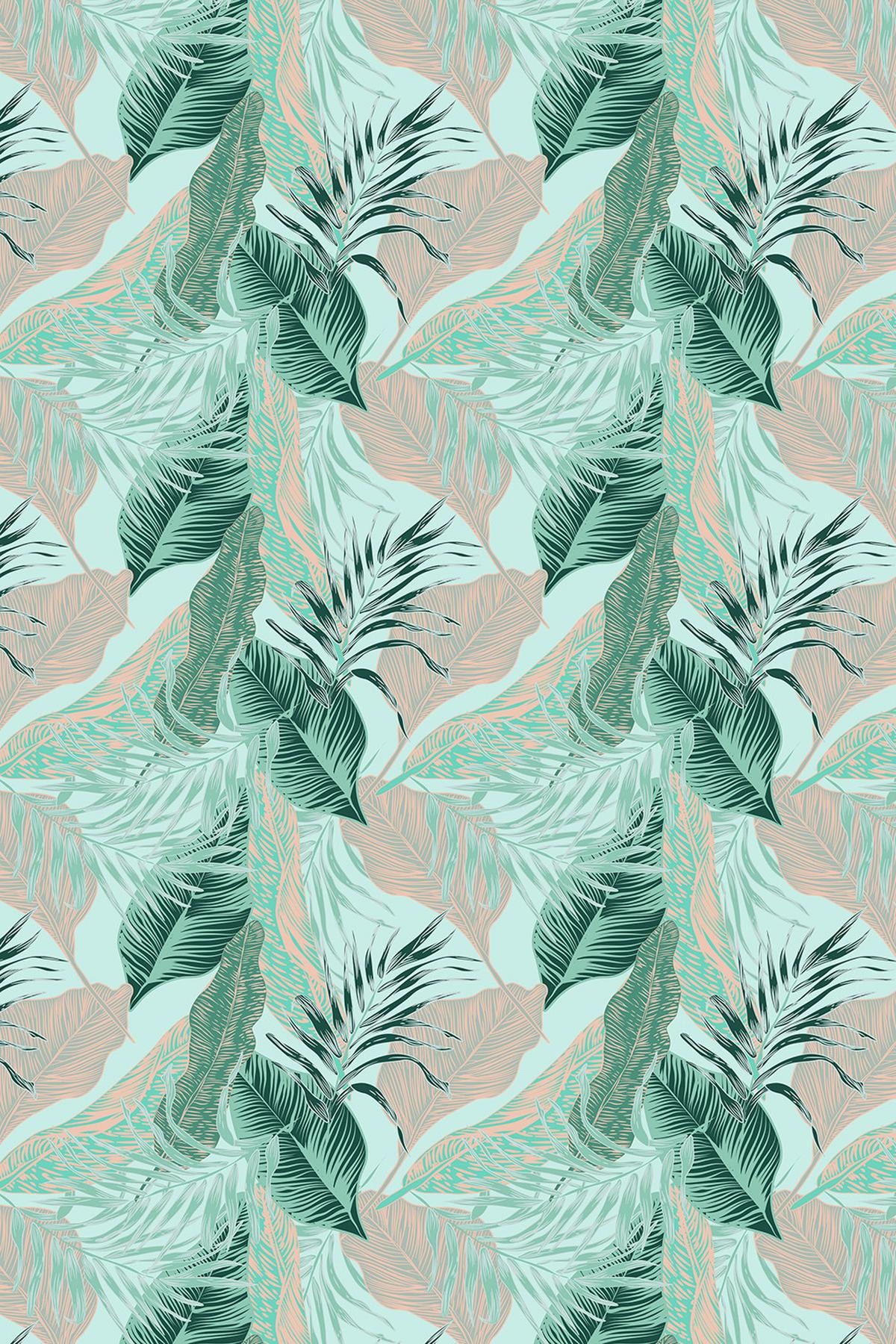 ROLLO LICHTDURCHLÄSSIG 120x180 cm Tropische Blätter - Blau, Textil (120/180cm) - TULUP