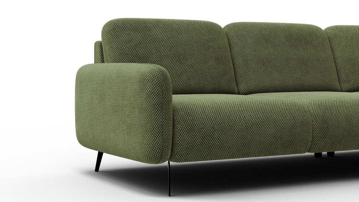 ECKSOFA FEBE 4-Sitzer rechts, olivgrün - Schwarz/Olivgrün, Holz/Textil (264/157cm) - Wozimo