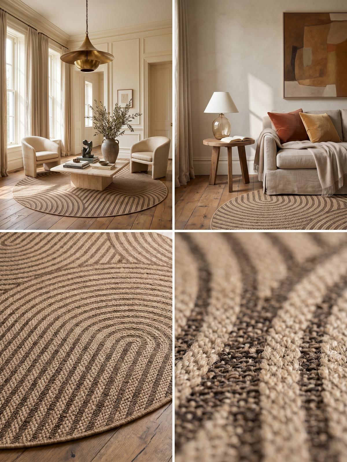 TEPPICH Outdoor ARLBERG in Beige, in Jute-Optik, Ø 160 cm - Beige, Textil (160/160cm) - KADIMA DESIGN