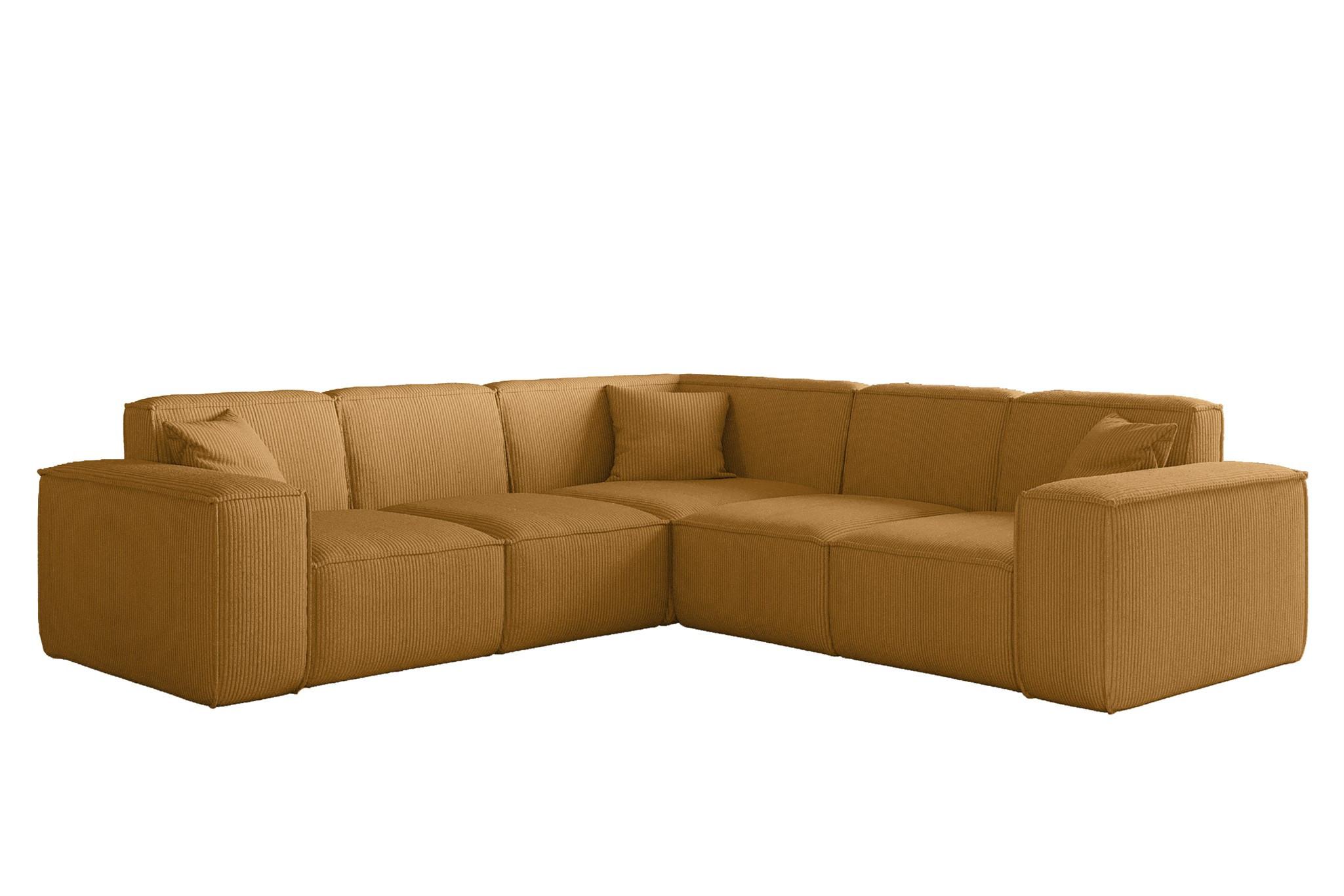 SOFA Celes Premium Stoff Scala - Currygelb, Holzwerkstoff/Textil (246/246cm) - Fun Möbel