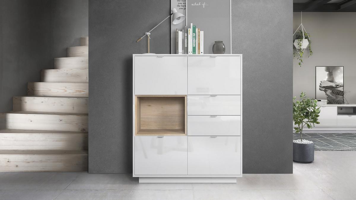 HIGHBOARD Metro Einsatz in Eiche Nordic - Silbereichenfarben, Holzwerkstoff (103/123/37.5cm) - Vladon