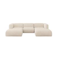 WOHNLANDSCHAFT MIRA-U1 317x179x70 Beige Velours - Greige/Beige, Holzwerkstoff/Kunststoff (317/70/179cm) - ALTDECOR