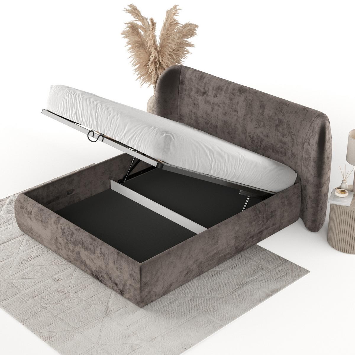 POLSTERBETT Bellano mit Stauraum 200/200 cm Braun im Lotta Stoff - Schwarz/Naturfarben, Holz/Holzwerkstoff (200/200cm) - AltaBeds