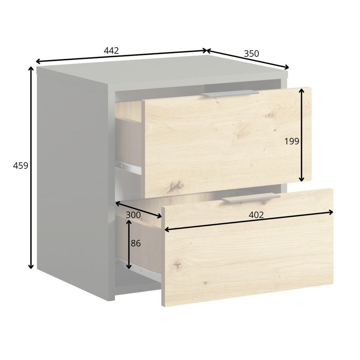 NACHTTISCH Graphit, Eiche Artisan 44/46/35 - Eiche Artisan, Holzwerkstoff (44/46/35cm) - RAUMHIRSCH FURNITURE