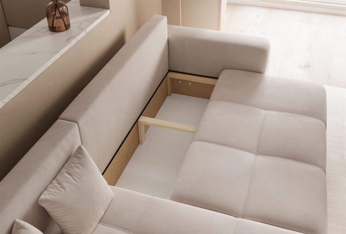 ECKSOFA Leros Mit Schlaffunktion - Beige, Holzwerkstoff/Textil (248/145cm) - Fun Möbel