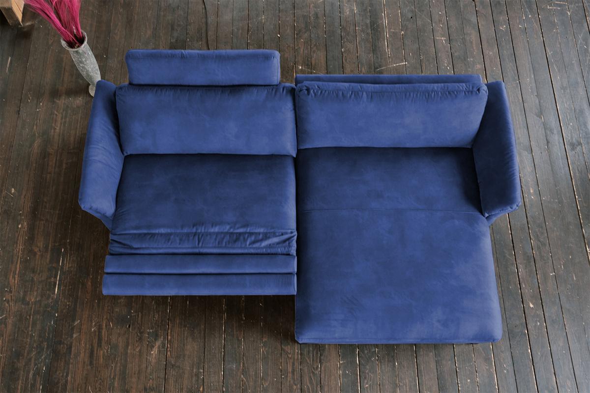ECKSOFA MIT MOTORISCHER RELAXFUNKTION MALTA Blau Webstoff Relaxfunktion - Blau/Schwarz, Buchenholz/Textil (302/175cm) - KAWOLA