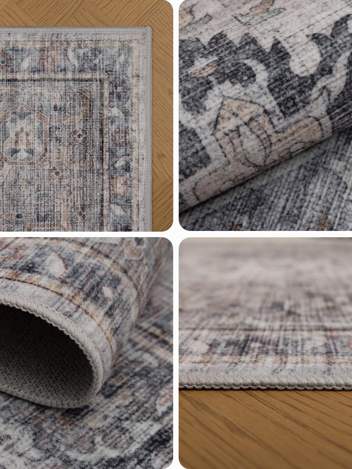 LÄUFER waschbar, mit Medaillon, VERNANTE in Beige-Grau, 80 x 250 cm - Beige, Textil (80/250cm) - KADIMA DESIGN