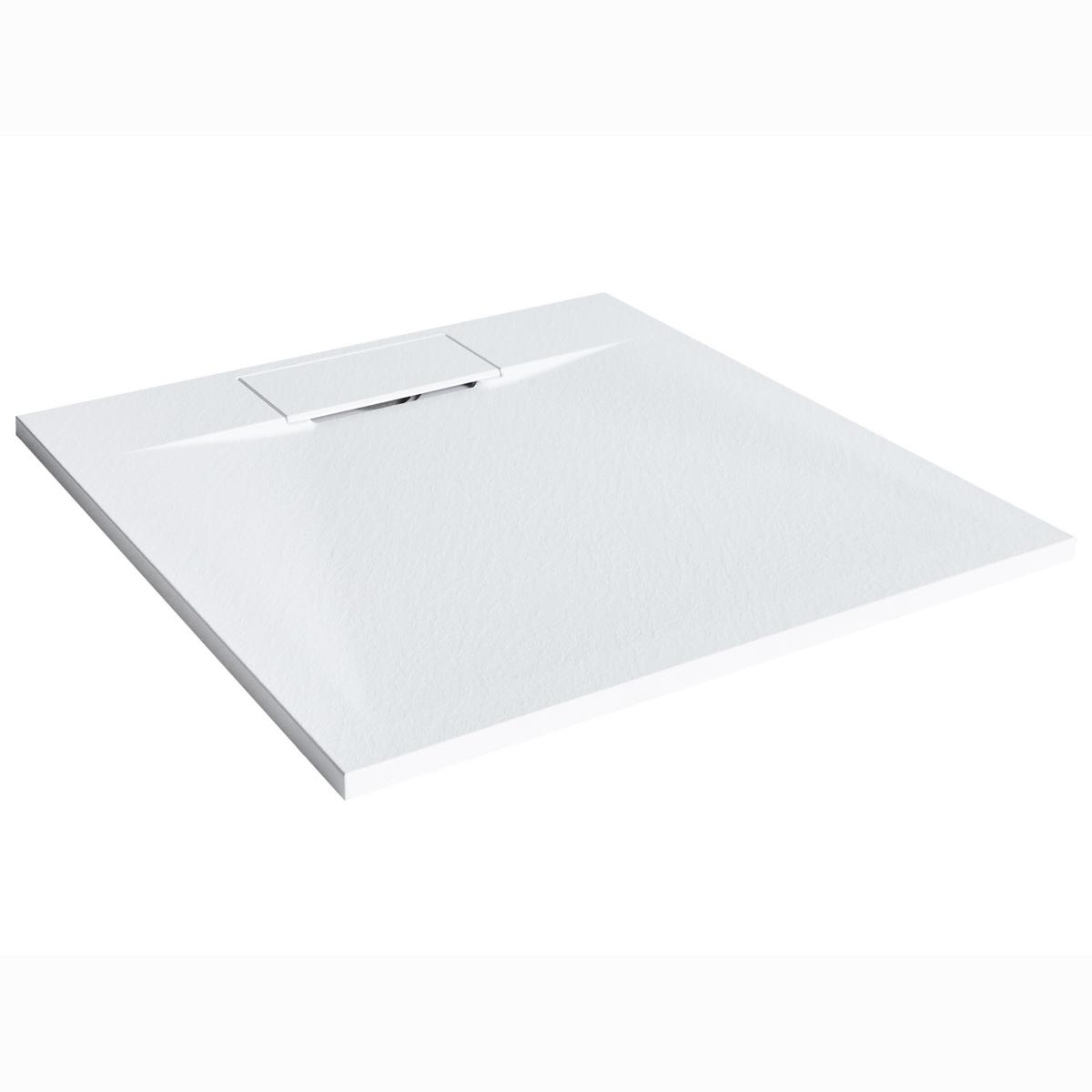 DUSCHWANNE 80/80/3 cm Weiß Azzurro - Weiß, Kunststoff (80/3/80cm) - Beliani