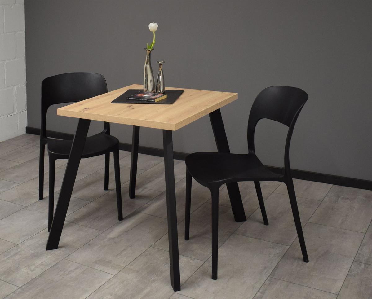BARTISCH Eirene 70x70x75 schwarz matt/asteiche - Eiche Artisan, Metall (70/70/75cm) - 58aufmkessel