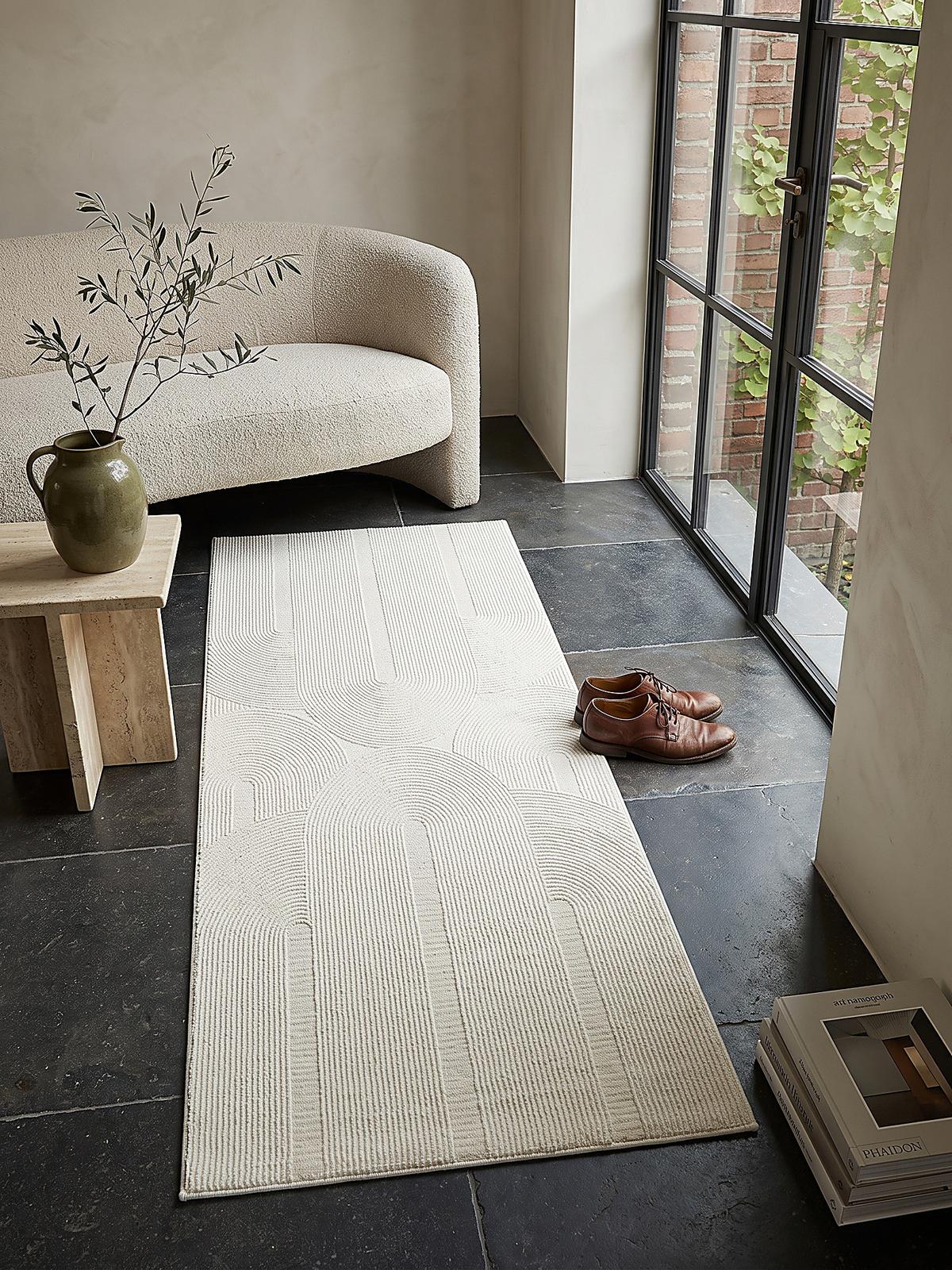 LÄUFER KASOS Waschbar Geometrisch Polyester Creme 80 x 300 cm - Beige, Textil (80/300cm) - KADIMA DESIGN