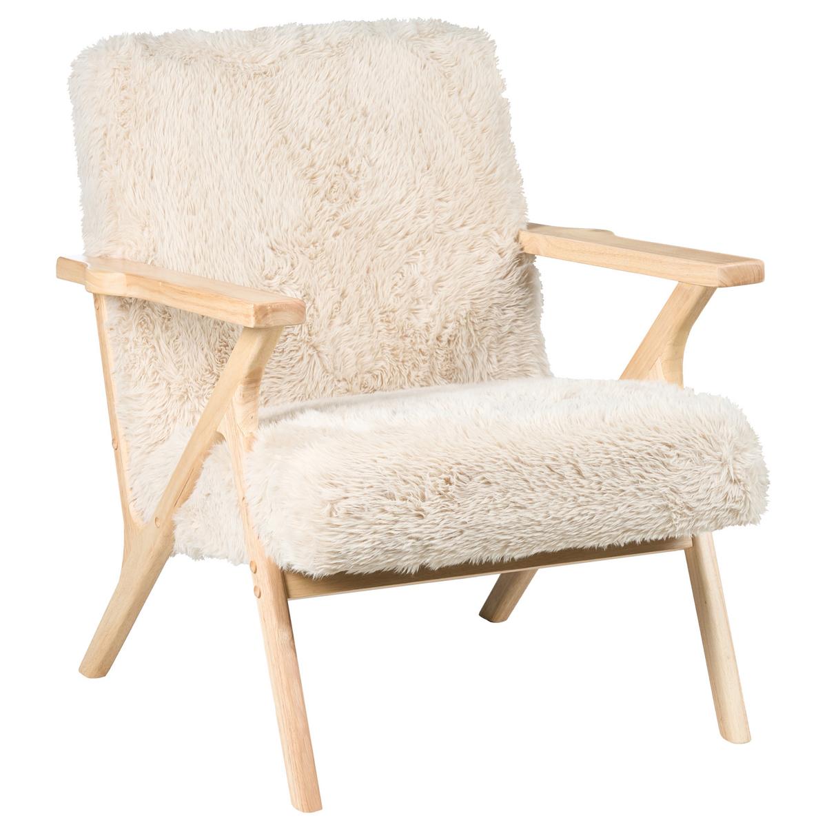 SESSEL Hellbeige Kisa - Beige/Braun, Kunststoff (74/84/80cm) - Beliani