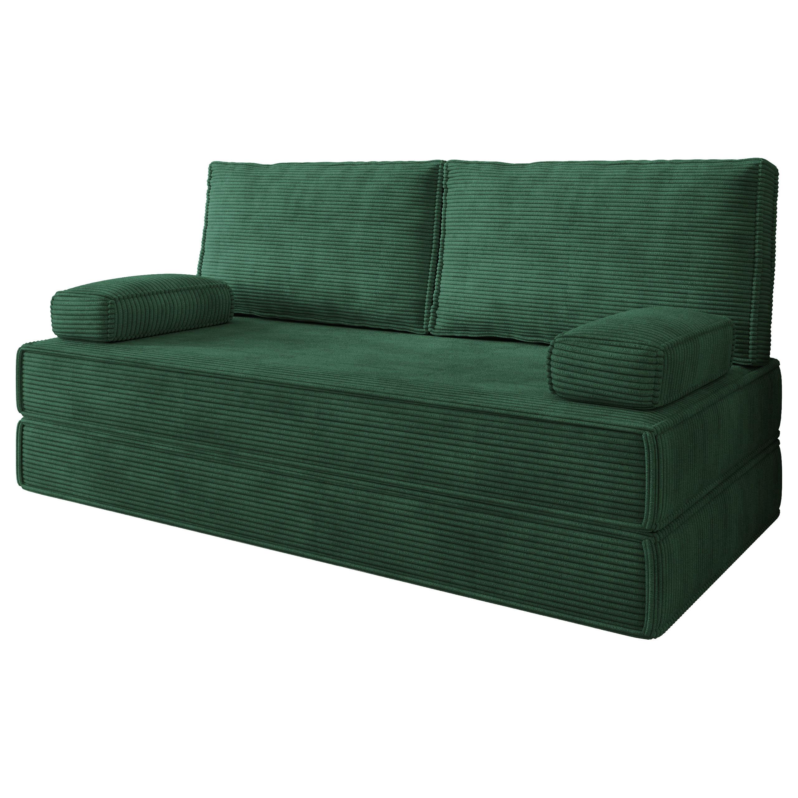 BETTSOFA SILAR aus Schaumstoff Kordstoff Grün Schlaffunktion - Grün, Textil (170/86/80cm) - MASSENO