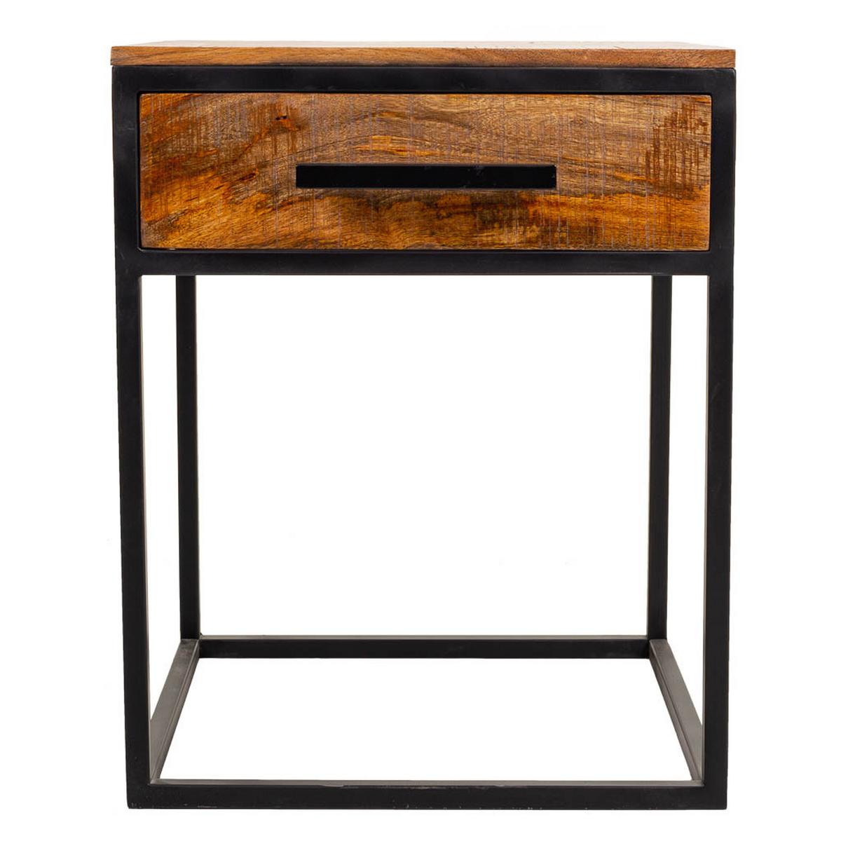 NACHTTISCH aus Metall und Holz, braun, 61x57cm - Braun, Holz (61/57/61cm) - Wanderlust