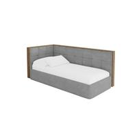 EINZELLBETT Jugendbett mit Bettkasten, Rechts - SOVY 90x200 Grau - Silberfarben, Holzwerkstoff/Textil (90/200cm) - ALTDECOR