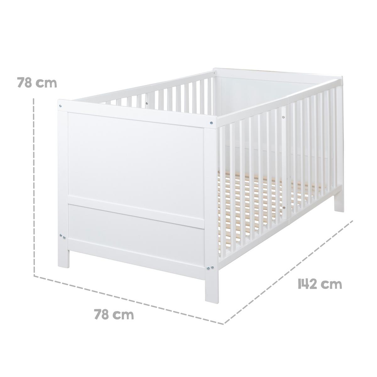 BABYBETT mit Matratze Easy Sleep 70 x 140 cm - Weiß, Holzwerkstoff/Textil (70/140cm) - Roba